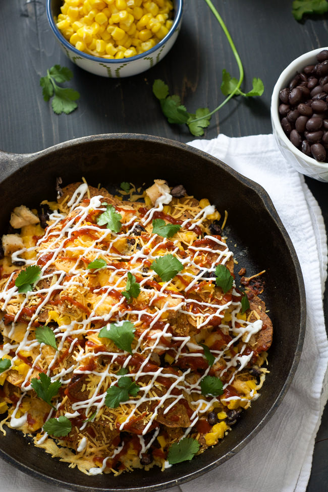 cheesy bbq chicken sweet potato nachos